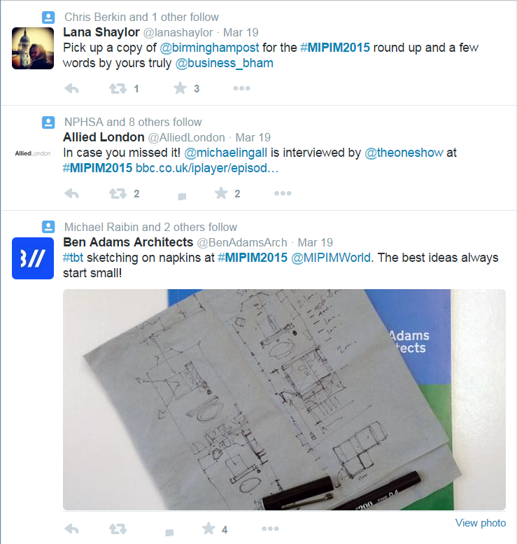<br/>MIPIM 2015 Twitter feed