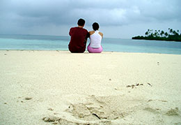 Lovers on Paradise Beach in Panama