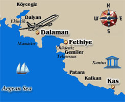Map showing Fethiye
