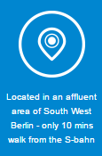 Located in an affluent area of South West Berlin - only 10 mins walk from the S-bahn